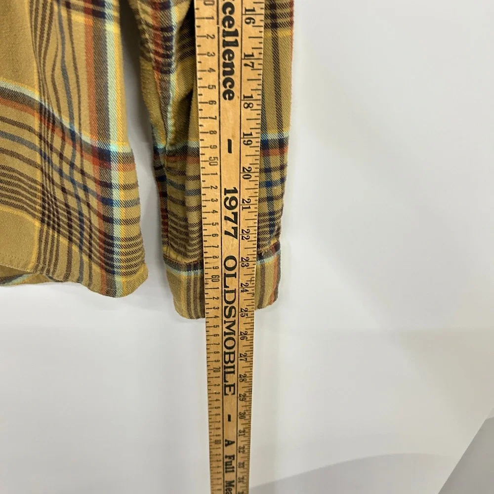 Simms Western Plaid Flannel Fishing Shirt Medium Mustard Yellow Gorpcore Outdoor